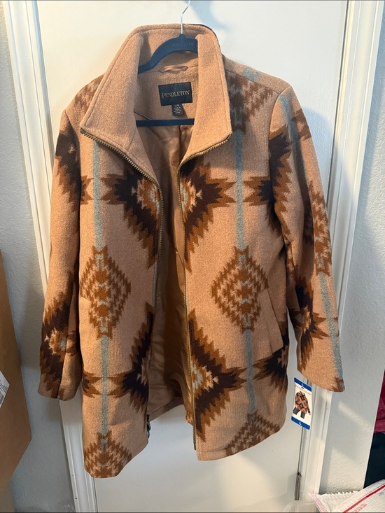 Pendleton Jackets & Blazers - Brand New Pendleton Tan, Brown & Light Blue Aztec Wool Zip Jacket